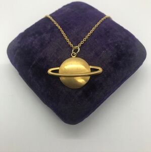 Vintage Saturn Brass Pendant (no chain)
